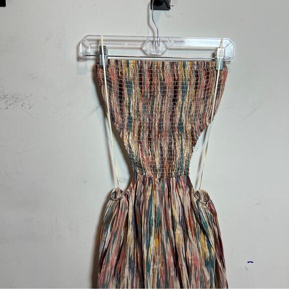 NWT MISA XS Myka Ikat $510 Strapless Cutout Smocked Cotton Blend Dress - Picture 4 of 8